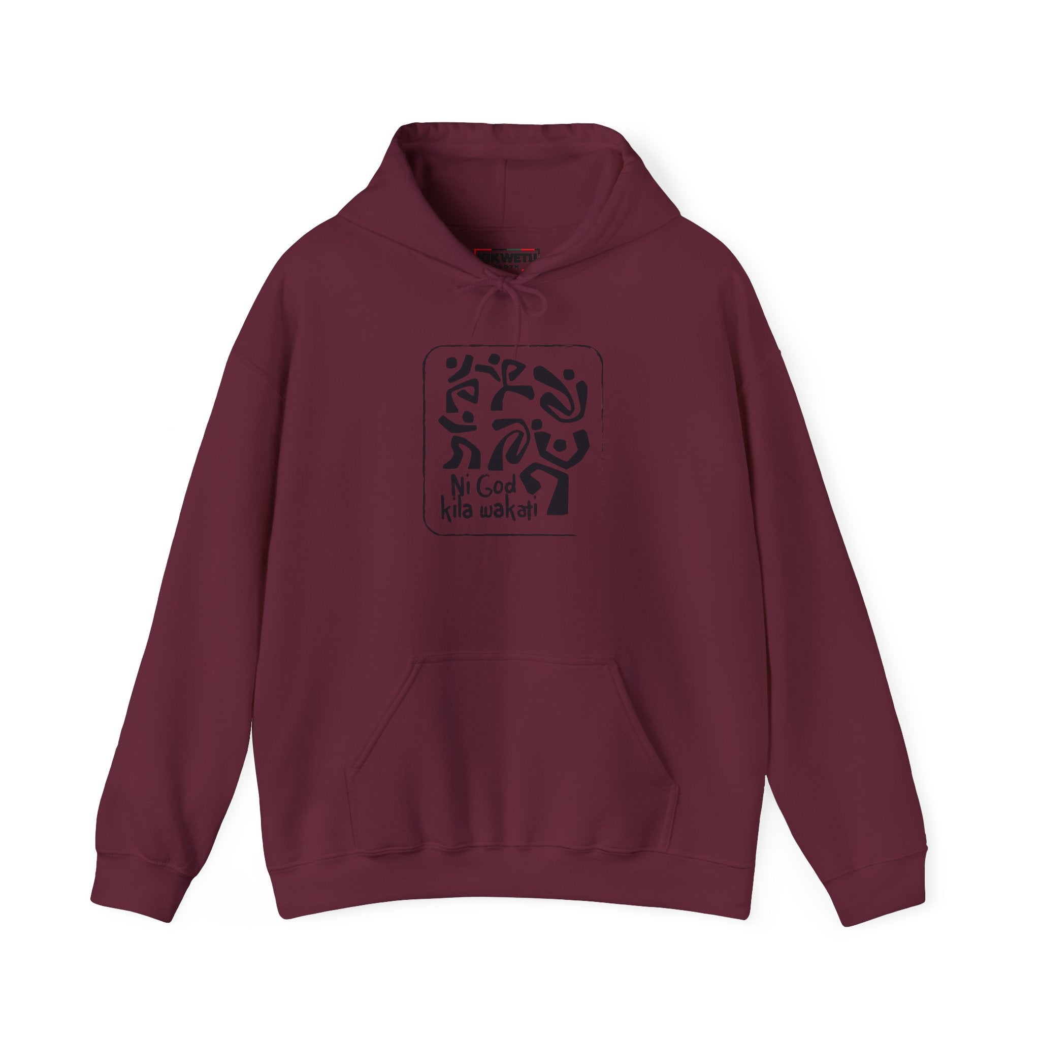 Hoodie — Minimalist Black & White Abstract Design “Ni God Kila Wakati”